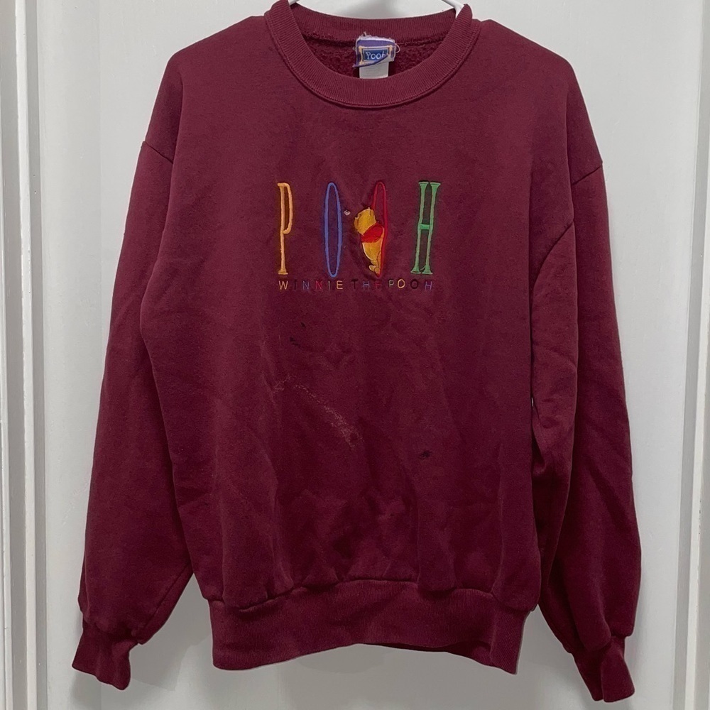 Winnie the Pooh 90's Vintage Crewneck Pullover Spell out Big Logo on Front